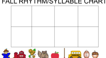 Preview of Fall/Autumn Syllable/Rhythm Interactive Chart- Smartboard