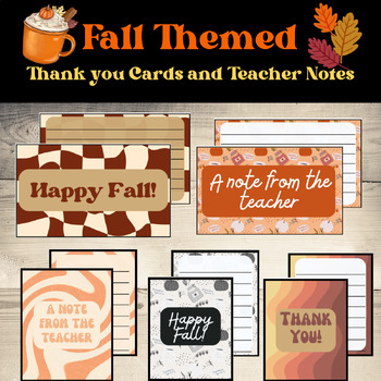 Preview of Fall/Autumn Thank You Cards and Notes From the Teacher