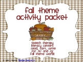 Fall Autumn Theme Speech Therapy Articulation Packet for /k/ /g/