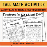 Fall/Autumn Themed No Prep Math Pack for independent follo