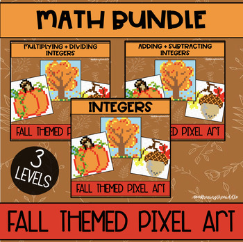 Preview of Fall/Autumn Themed Pixel Art BUNDLE for Middle School Math
