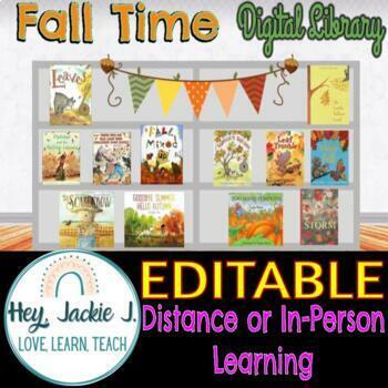 Preview of Fall Autumn Virtual Digital Library ELA Hybrid Distance Google Slides Editable