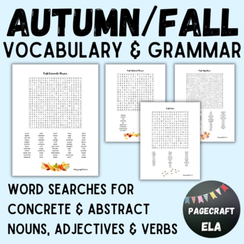 Preview of Fall Autumn Word Searches for Parts of Speech (Pre-Writing Vocabulary)