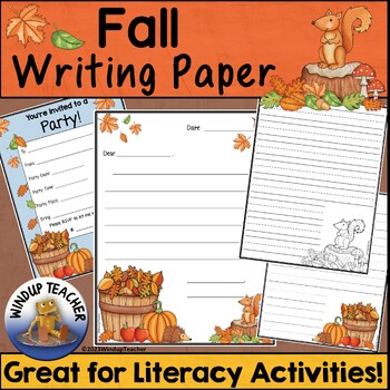 Fall Writing Paper Color and B&W by Windup Teacher | TPT