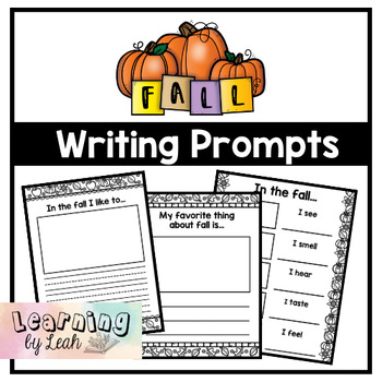 Preview of Fall / Autumn Writing Prompts with Paper Options and 5 Senses Activity