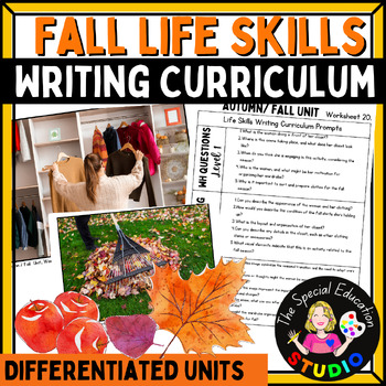 Preview of Fall Autumn activities writing center Special Education Writing curriculum pdf