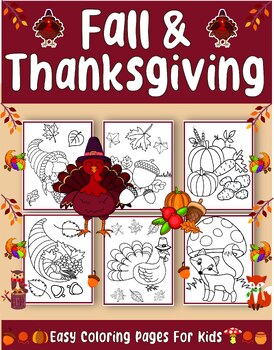 Preview of Fall, Autumn And Thanksgiving Coloring Pages / Leaves, Acorns, pumpkins, Turkey