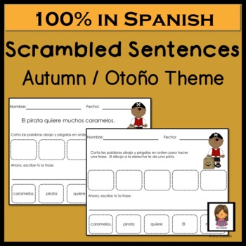 Preview of Spanish Sentence Building Activity | Fall Autumn Otoño