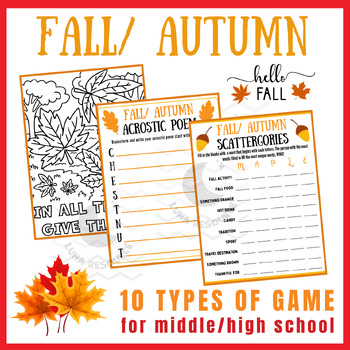 Preview of Fall Autumn independent reading Activities Unit Sub Plans crafts Early finishers