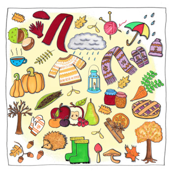 Preview of Fall (Autumn) Themed Doodle Clip Art