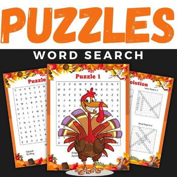 Preview of Fall Autumn word search With Solutions - Fun October November Activities