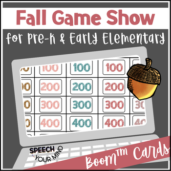 Preview of Fall Language Boom™ Cards Game Show Pre-K Early Elementary | Fall Trivia Game
