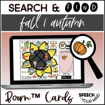 Preview of Fall Vocabulary Boom Cards™ Search & Find Game | Fall Early Language