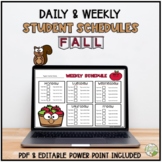 Fall Back to School Student Schedules l Editable Templates