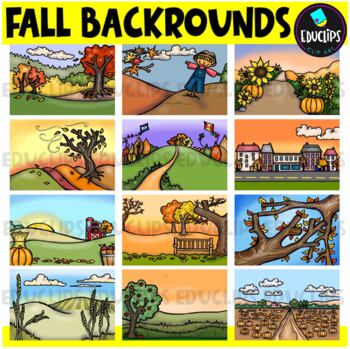Preview of Fall/Autumn Backgrounds Clip Art Set {Educlips Clipart}