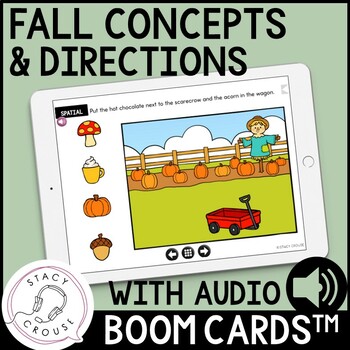 Preview of Fall Basic Concepts Following Directions Speech Therapy Activities Boom Cards™