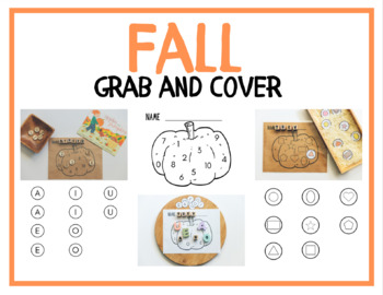 Preview of Fall Grab and Cover Station Mini Bundle | Pre-K |Pumpkin