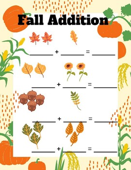 Preview of Fall Beginners Addition and Subtraction Worksheets