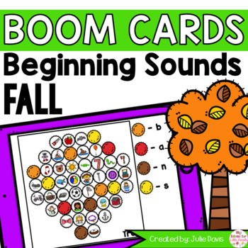 Preview of Fall Beginning Sounds Boom Cards Digital Game