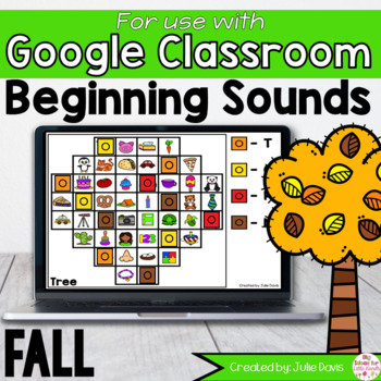 Preview of Fall Beginning Sounds Google Classroom Digital Game