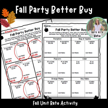 Preview of Fall Better Buy | Fall Unit Rate Activity