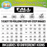 Fall Big Eyes Directed Drawing Images Clipart Set {Zip-A-D