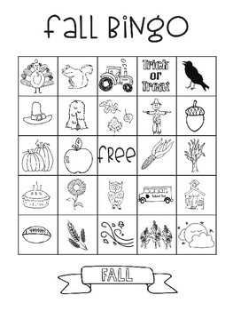 fall bingo printable free blank