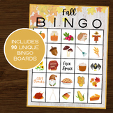 Fall Bingo | 90 Cards | Autumn Bingo | Harvest Bingo | Fal
