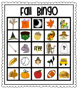 fall bingo printable free blank