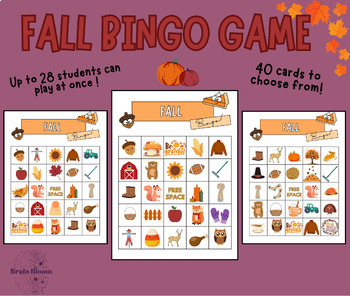 Preview of Fall Bingo Game | Thanksgiving Holiday Activity | Autumn Classwide Game