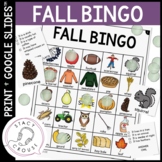 Fall Bingo Language Game for Speech Therapy Vocabulary Pri