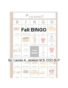 Preview of Fall Bingo Printout