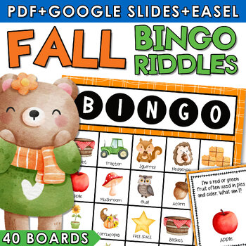Preview of Fall Bingo Riddles Game Speech Therapy - A Vocabulary Building Activity