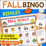 Fall Bingo Riddles Game Speech Therapy Fall Activities