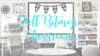 Preview of Fall Bitmoji Classroom (Teal) *Editable on Google*