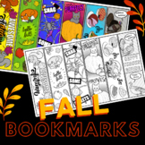 Fall Bookmarks in Autumn, Halloween & Thanksgiving Themes 