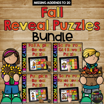 Preview of Fall Boom Cards™ Mystery Picture Reveal Puzzle Missing Addends