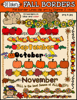 Preview of Fall Borders Clip Art Download for Autumn