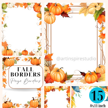 fall leaves and pumpkins border png
