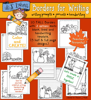 Preview of Fall Borders for Writing Download - Journaling, Handwriting, Creative Writing