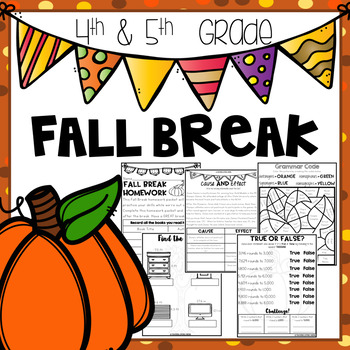Preview of Fall Break Packet - Fourth and Fifth Grade