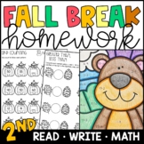 Fall Break Homework for 2nd Grade - Reading, Writing, and 