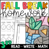 Fall Break Homework for 3rd Grade - Reading, Writing, and 