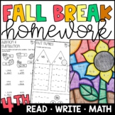 Fall Break Homework for 4th Grade - Reading, Writing, and 