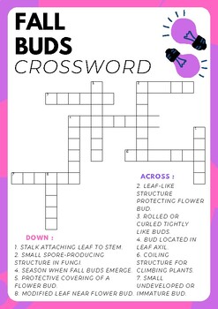 Fall Buds No Prep Crossword Puzzle Worksheet Activity Morning Work