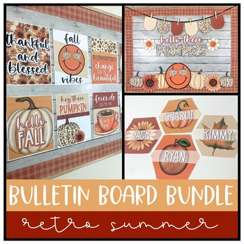 Preview of Fall Bulletin Board BUNDLE | Retro Autumn Classroom Decor