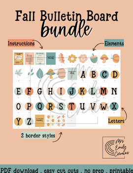 Preview of Fall Bulletin Board Bundle Kit | PDF Download | No Prep | Easy Cut Out