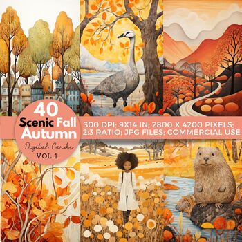 Preview of Fall Bulletin Board Ideas Fall Digital and Printable Cards Autumn Fall Clipart