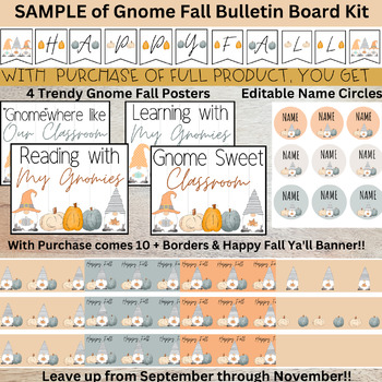 Preview of Fall Bulletin Board Kit - Gnomes & Pumpkin -Freebie is 1 Poster from the Kit