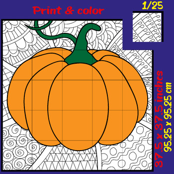 Preview of Fall Bulletin Board Pumpkin Coloring Page Autumn Collaborative Poster Activities